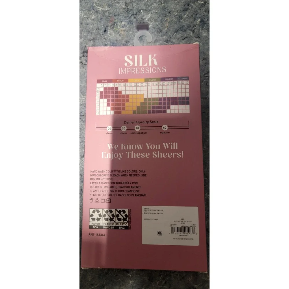 Silk Impressions Women's Sheer Light Support Beige 2 pair package Size XXL NWT